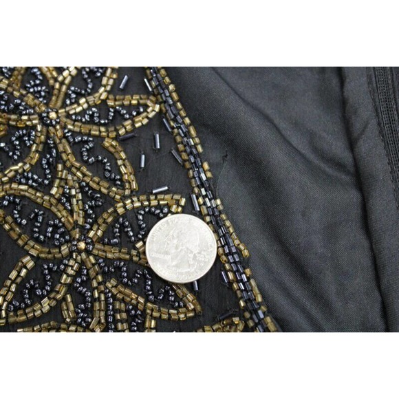 Stenay Beaded Silk Blouse Womens M Black Gold Cocktail Formal Party - Picture 12 of 12